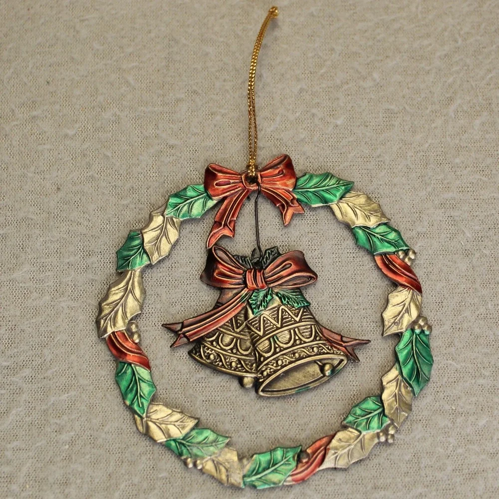 Vtg Russ the Heirloom Collection Christmas‎ Wreath Ornament Bells Bow Holiday